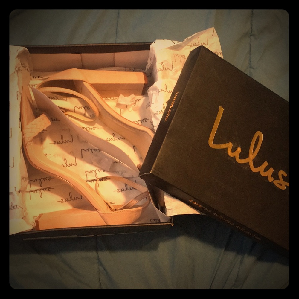 Lulus Taylor Braided blush pink chunky heels